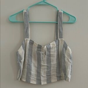 Madewell light blue  and White Cropped Fitted Tank Top with Bustier Style